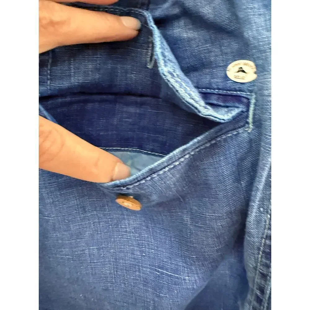 Tommy Bahama Relax Mens Linen Denim Like Cargo Shorts Pockets Lightweight Summer